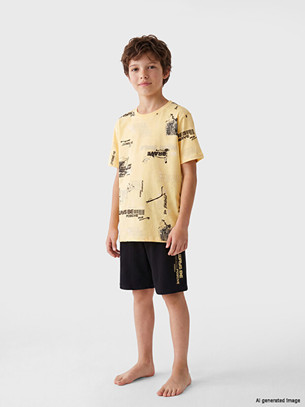 LCW Kids Printed Boys' Shortie Pyjamas Set