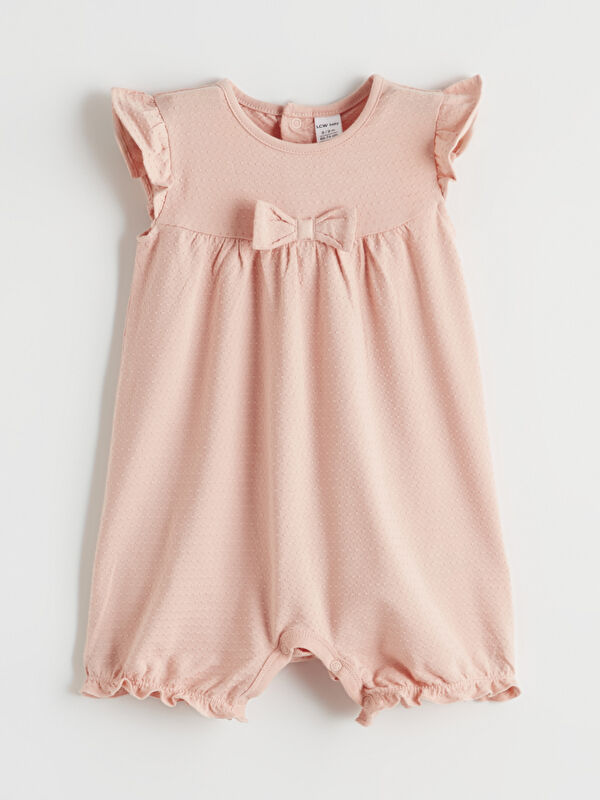 LCW baby Bow Detailed Crew Neck Baby Girls' Jumpsuit