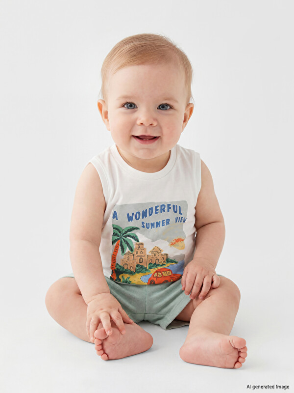 LCW baby Baskılı Erkek Bebek Atlet ve Şort Takım