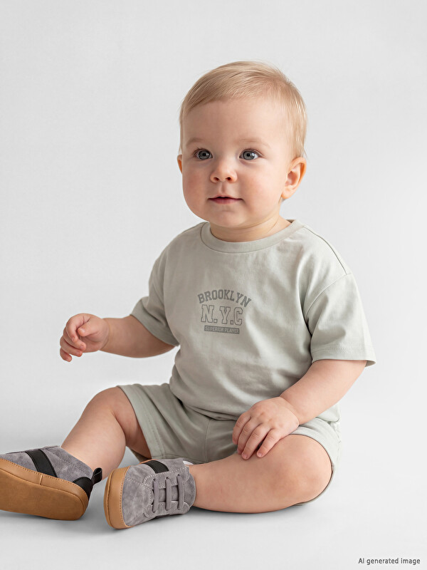 LCW baby Baskılı Erkek Bebek Şortlu Takım