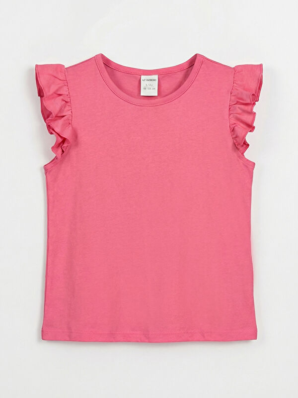 LCW Kids Girls' Ruffled Tank Top with a Crew Neck