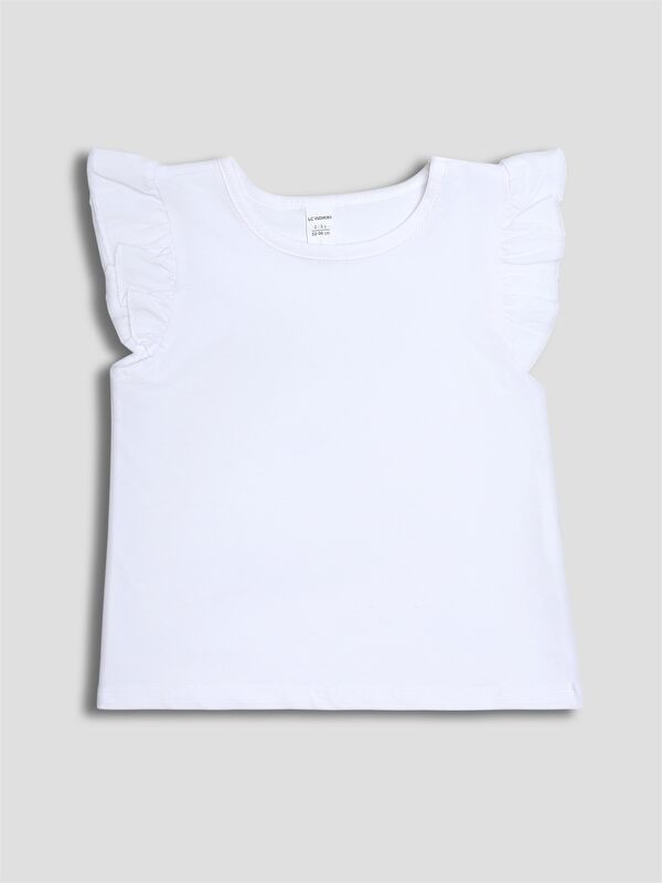 LCW Kids Crew Neck Ruffle Sleeve Girls' Tank Top