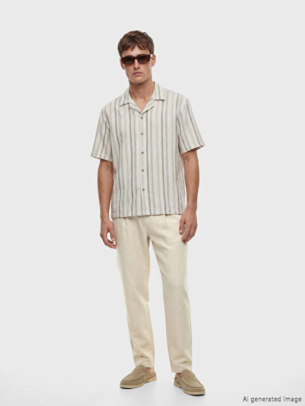 LCW Vision Regular Fit Linen Blend Men's Pleated Trousers