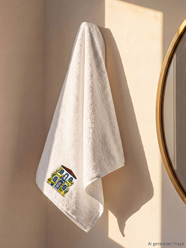 LCW HOME Ev Nakışlı Pamuklu Yüz Havlusu 50x80 cm