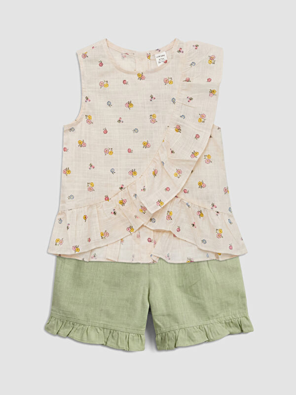 LCW Kids Crew Neck Girls' Blouse And Shorts 2 Pack