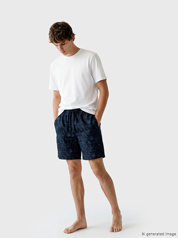 LC WAIKIKI Slim Fit Baskılı Erkek Pijama Alt Şort