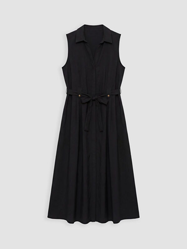 LCW EVERYDAY Collared Neck Sleeveless Women's Dress with Belt