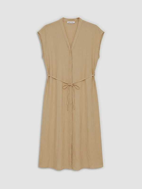 LCW EVERYDAY V-Ausschnitt Strukturiertes Kleid