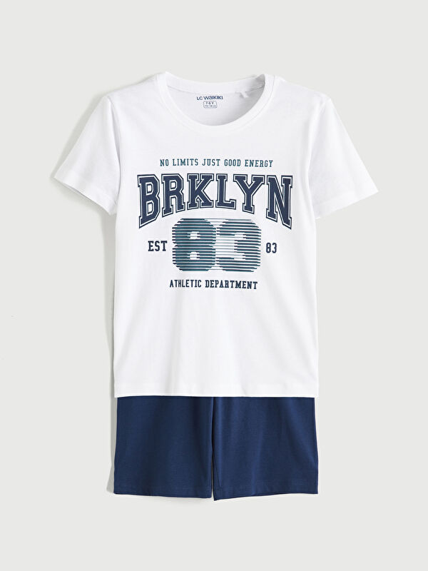 LCW Kids Bisiklet Yaka Erkek Çocuk Şortlu Pijama Takımı