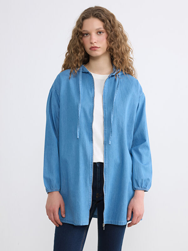 LCW Modest Kapüşonlu Kadın Jean Tunik	