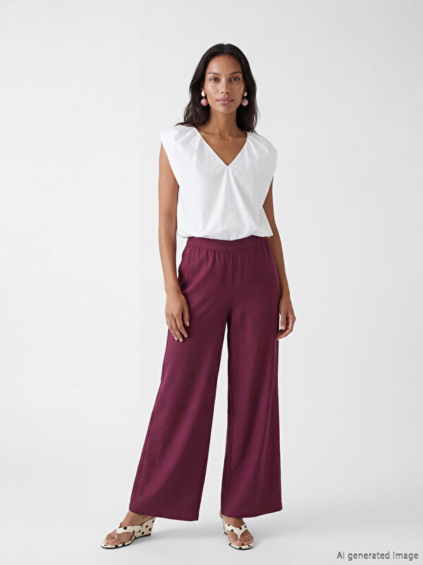 LCWAIKIKI Classic Elastic Waist Wide Leg Women's Trousers