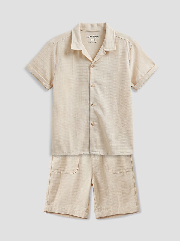 LCW Kids Dobby Boys' Shirt and Shorts Set