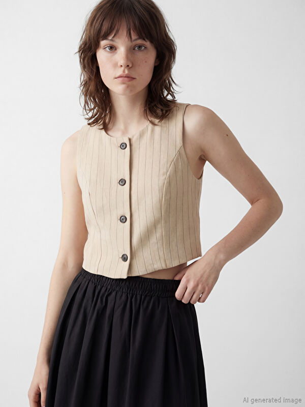 XSIDE Crew Neck Striped Women's Classic Vest