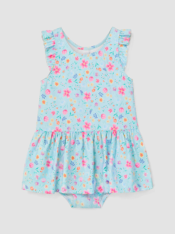 LCW Kids Çiçek Desenli Kız Çocuk Mayo