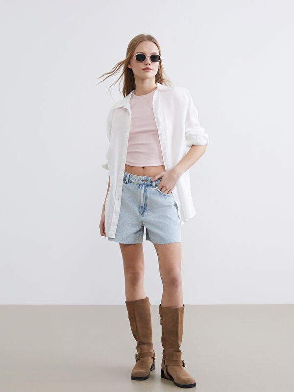 XSIDE Ripped Detail Women's Jean Shorts