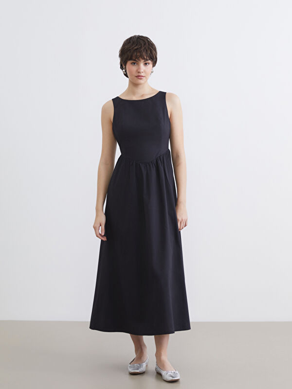 XSIDE Tailliertes Popelinekleid mit betonter Taille