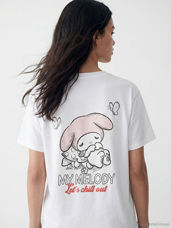 XSIDE Дөңгелек жағалы my melody принтті әйелдер футболкасы
