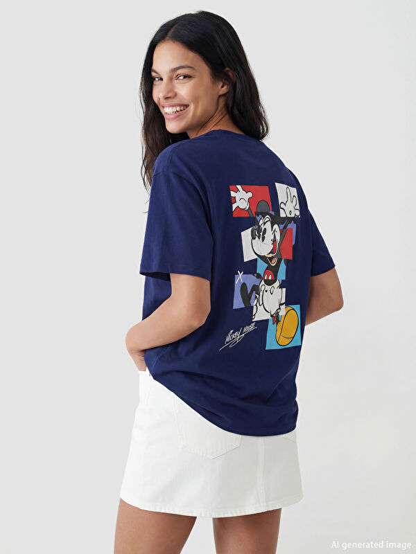 XSIDE Rundhalsausschnitt Mickey Mouse Bedrucktes Damen T-Shirt