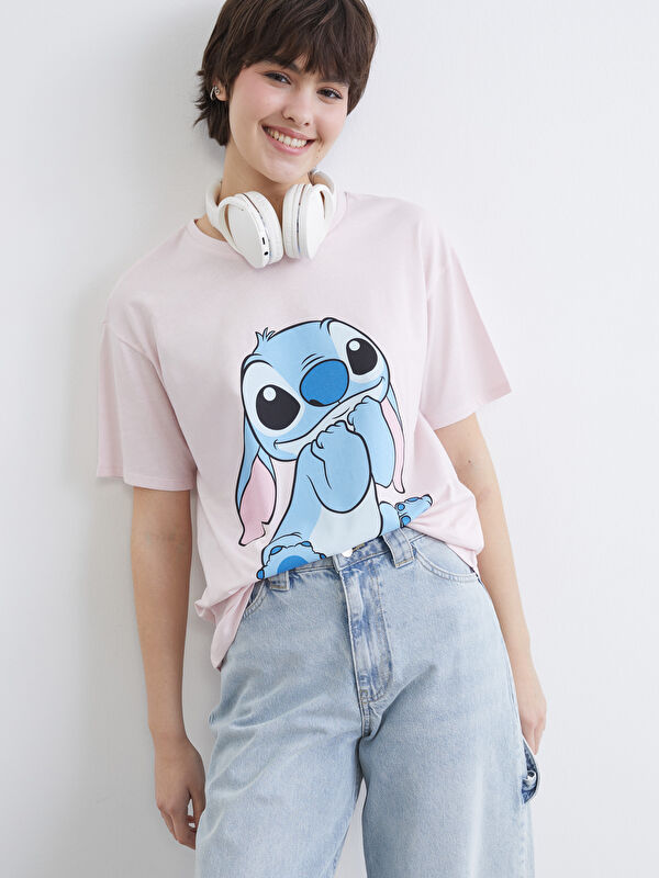 XSIDE Women's Crew Neck T-shirt with Stitch Print