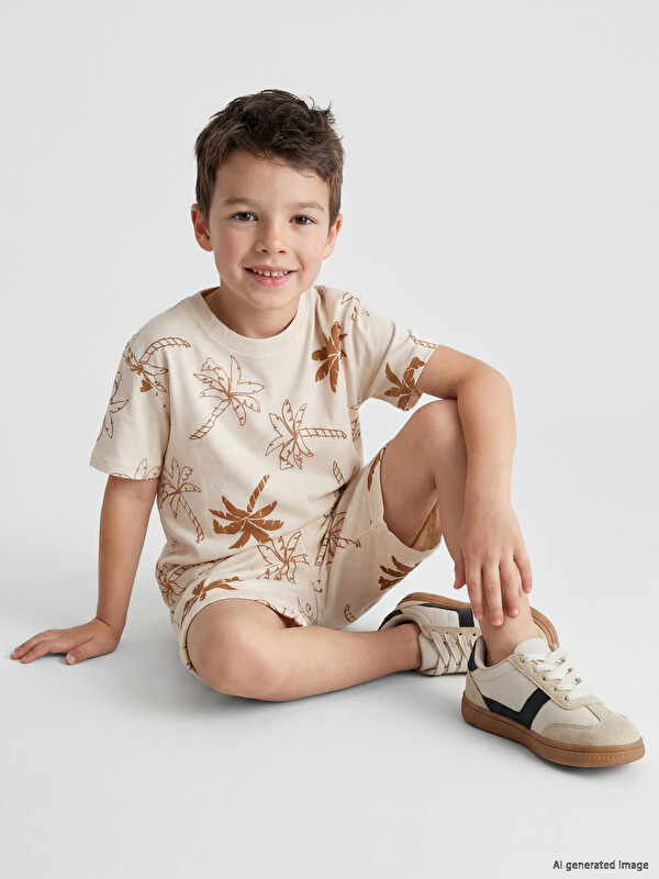 LCW Kids Palmiye Desenli Erkek Çocuk Tişört ve Şort