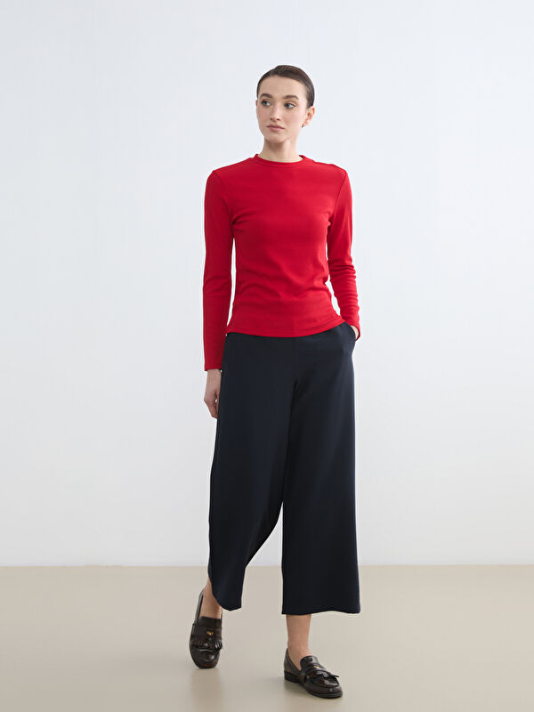 LCW Modest Elastic Waist Wide Leg Women's Trousers