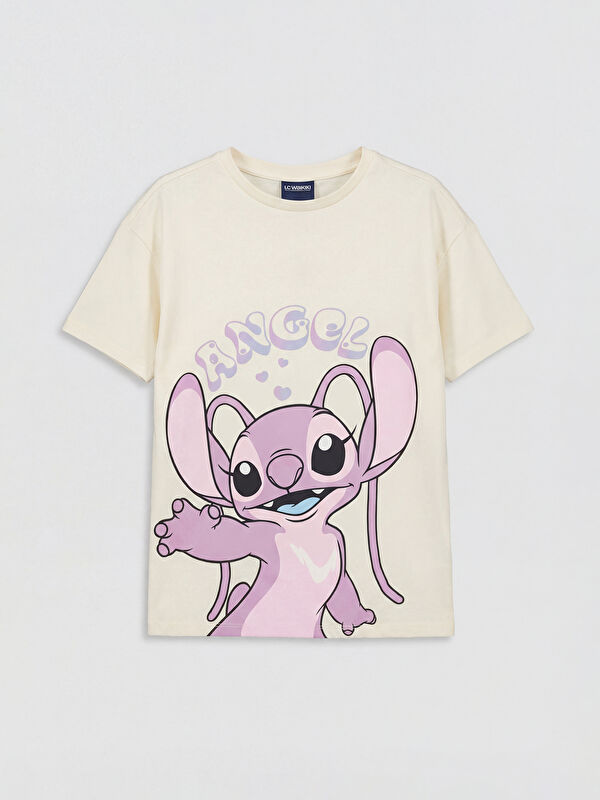 LCW Kids Crew Neck Angel Printed Girls' T-Shirt