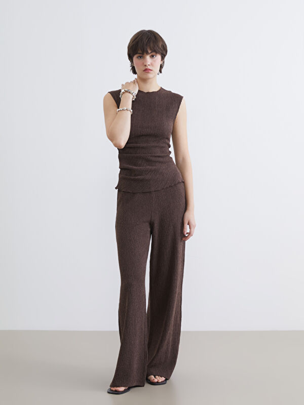 XSIDE Pantalon Femme Texturé à Taille Élastiquée