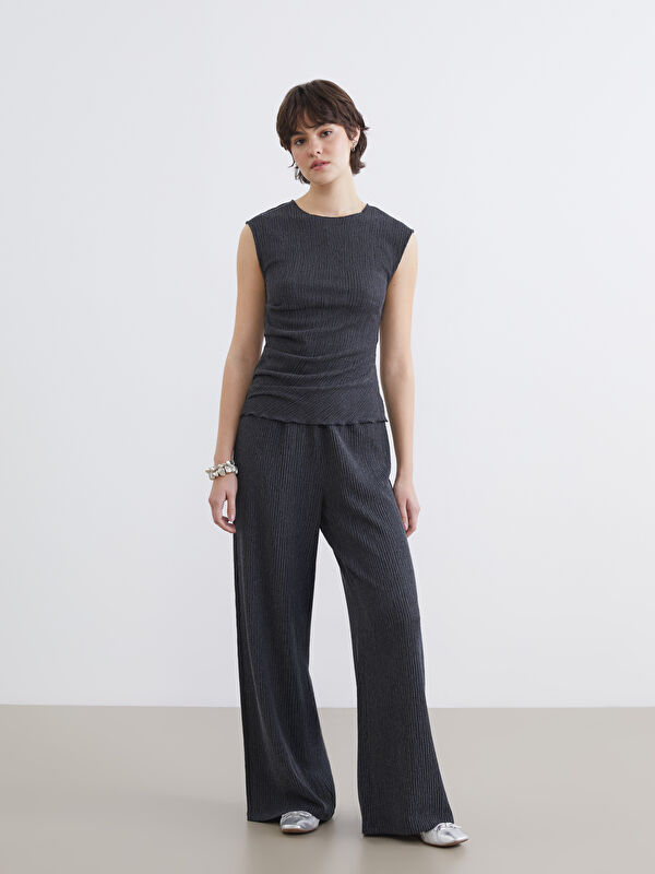 XSIDE Elastic Waist Textured Women's Trousers