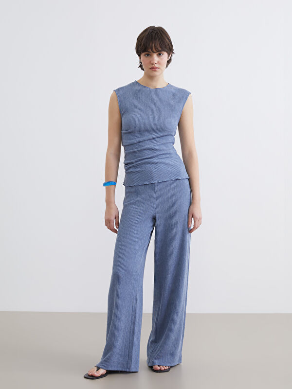 XSIDE Elastische Taille Strukturierte Damenhose