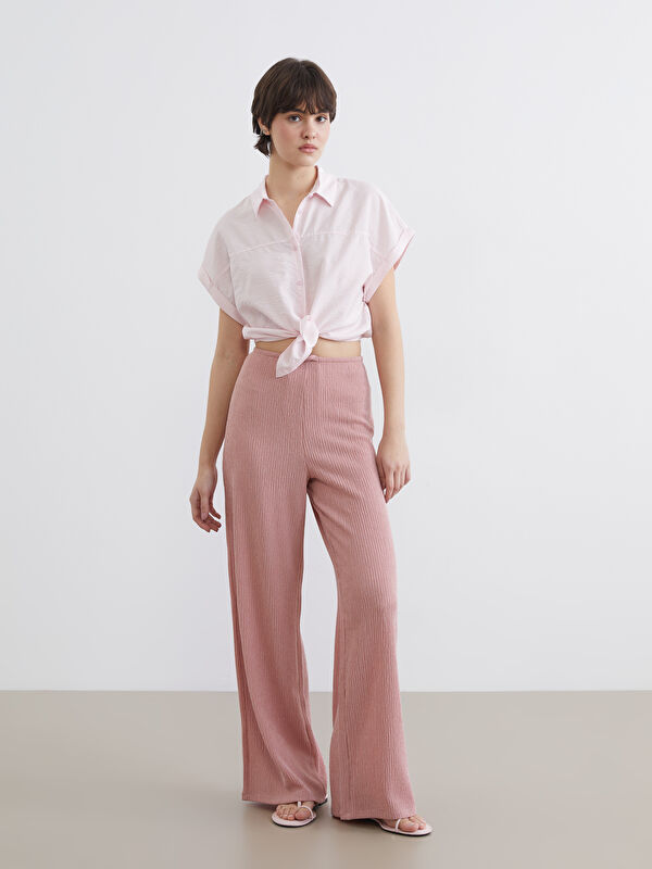 XSIDE Elastic Waist Textured Women's Trousers