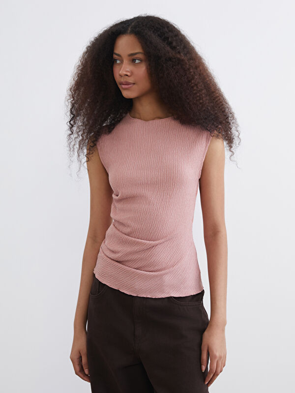 XSIDE Crew Neck Ruched Blouse