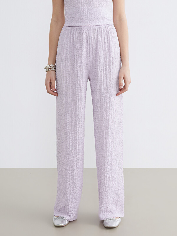XSIDE Elastic Waist Textured Women's Trousers - S6G984Z8-DP3 - LC
