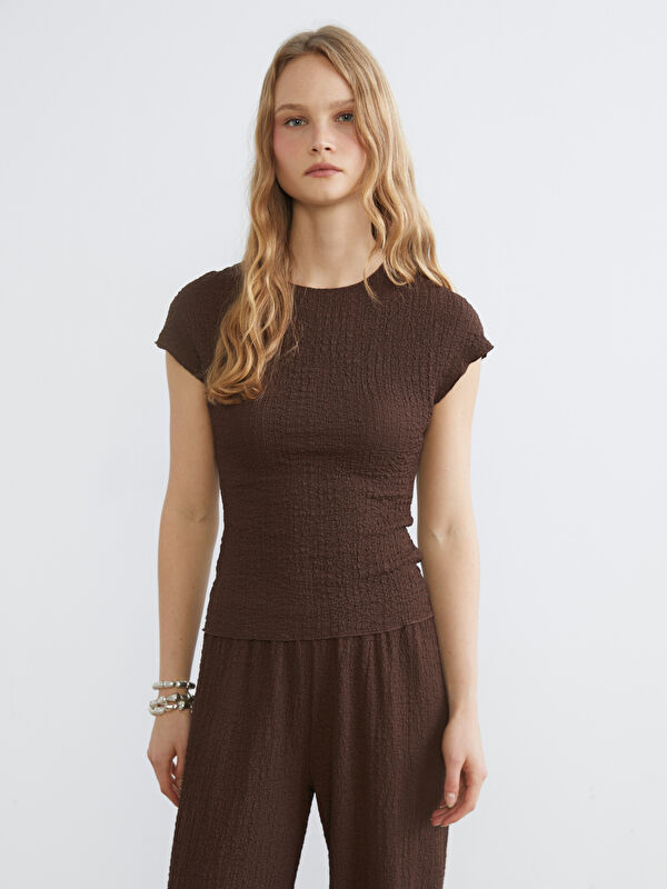 XSIDE Crew Neck Textured Blouse