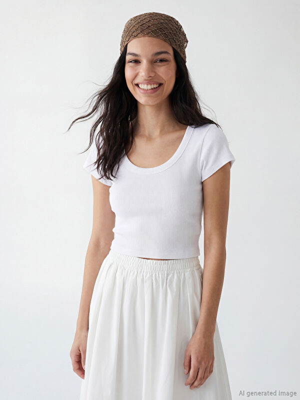 XSIDE U Neck Ribbed Women's Crop Top