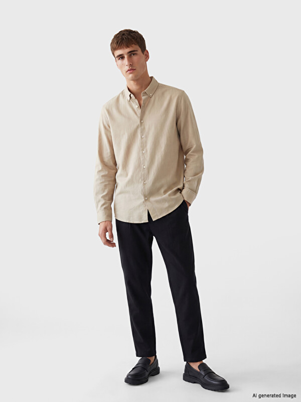 LCW Vision Pleated Linen Blend Men's Trousers