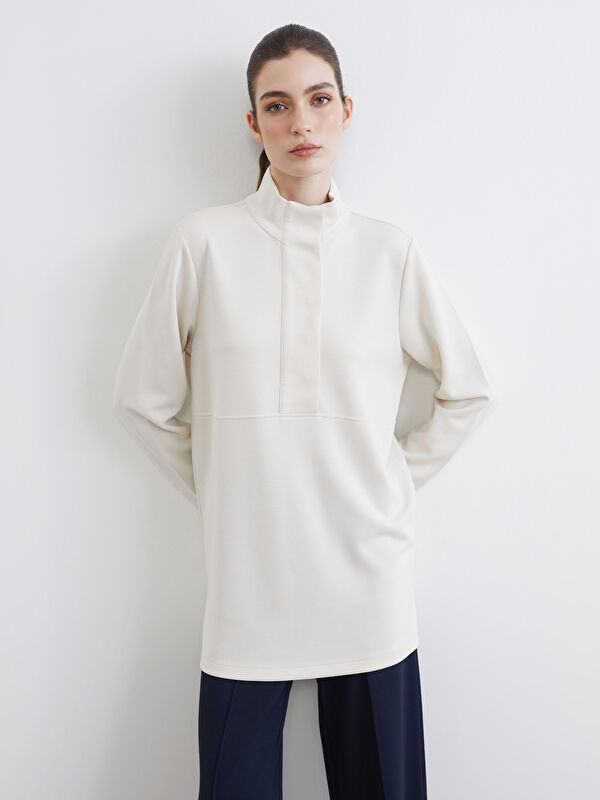 LCW Modest Dik Yaka Soft Touch Kadın Sweatshirt Tunik