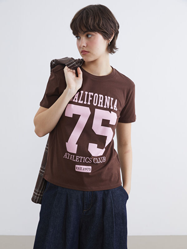 XSIDE Rundhalsausschnitt Kalifornien Bedrucktes Damen T-Shirt