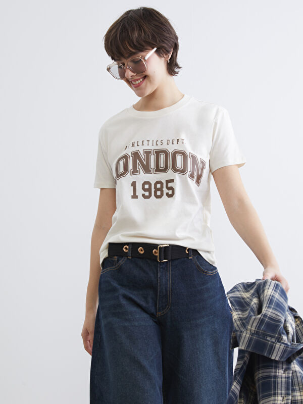 XSIDE Rundhalsausschnitt London Bedrucktes Damen-T-Shirt