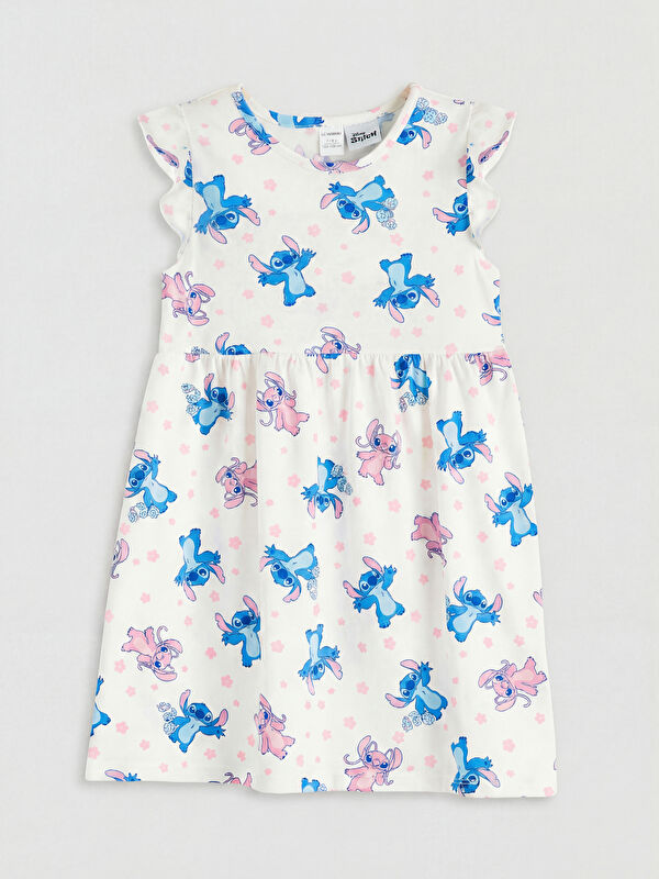 LCW Kids Girls' Dress with Lilo & Stitch Print