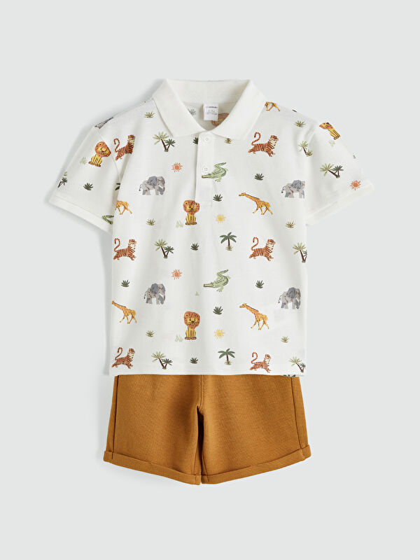 LCW baby Patterned Baby Boy T-shirt and Shorts Set