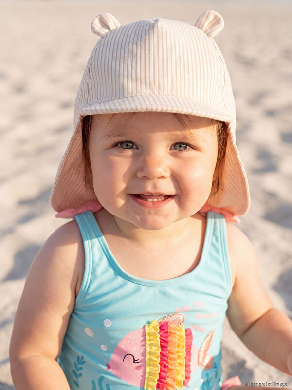 LCW ACCESSORIES Ense Korumalı Kız Bebek Şapka