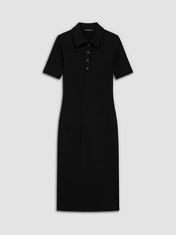 LCWAIKIKI Classic Polo Collar Slim Fit Women's Scuba Fabric Dress