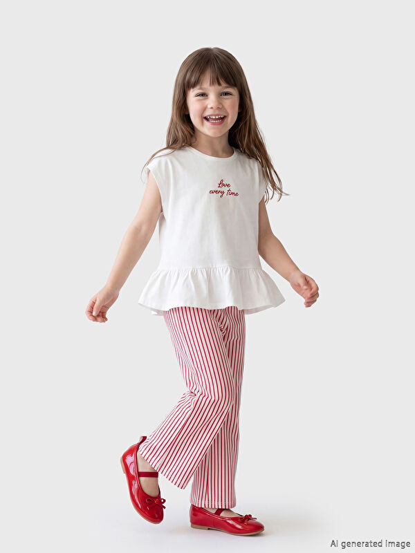 LCW Kids Bisiklet Yaka Kız Çocuk Bluz ve Pantolon