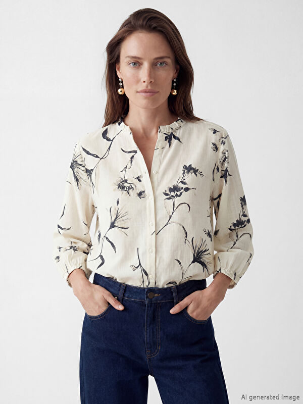 LCW Grace Floral Linen Blend Women's Shirt