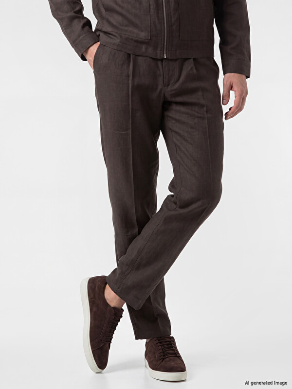 SOUTHBLUE Pantalone regularnog kroja od 100% lana za muškarce