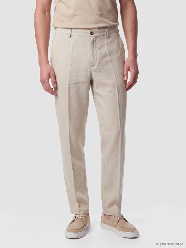 SOUTHBLUE Pantalone regularnog kroja od 100% lana za muškarce