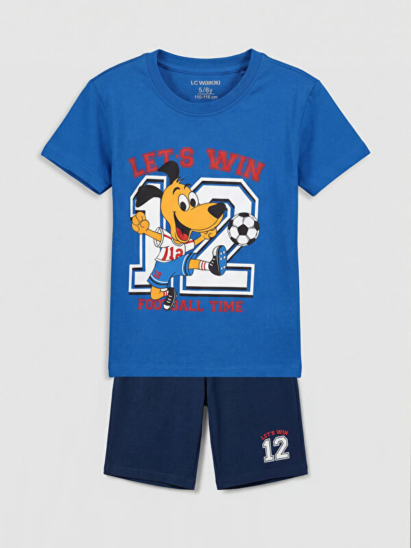 LCW Kids Crew Neck Boys' Shortie Pyjamas Set