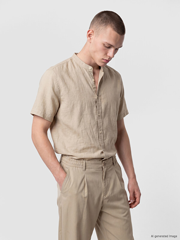 LCW Vision Regular Fit Grandad Collar Men's Shirt