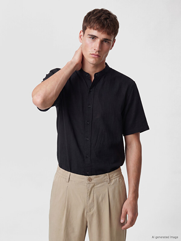 LCW Vision Regular Fit Grandad Collar Men's Shirt