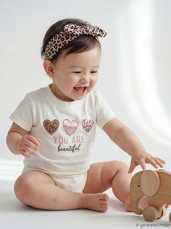 LCW baby Bisiklet Yaka Kız Bebek Çıtçıtlı Body